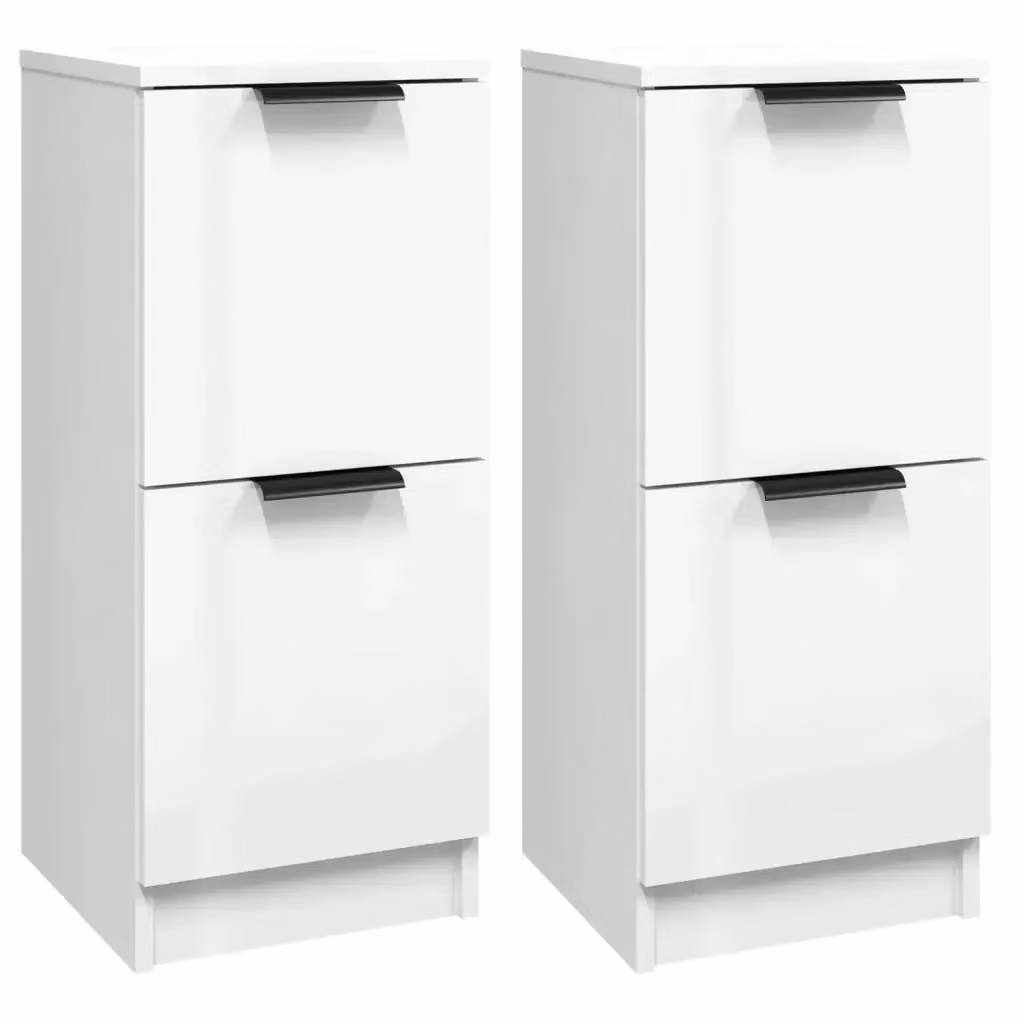 Set di 2 credenze a muro vidaXL in legno MDF bianco lucido L/P/H: 30 x 30 x 70 cm – 2