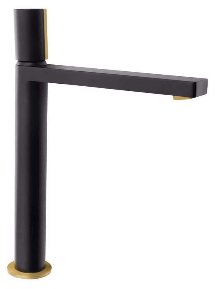Miscelatore per lavabo KAISA, alto, cromo, 235 mm, nero/oro opaco