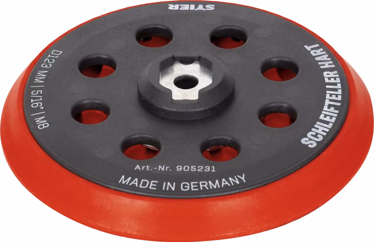 STIER Platorello di levigatura Platorello di supporto duro D123mm 5/16" M8 per levigatrice eccentrica, 120mm, con velcro