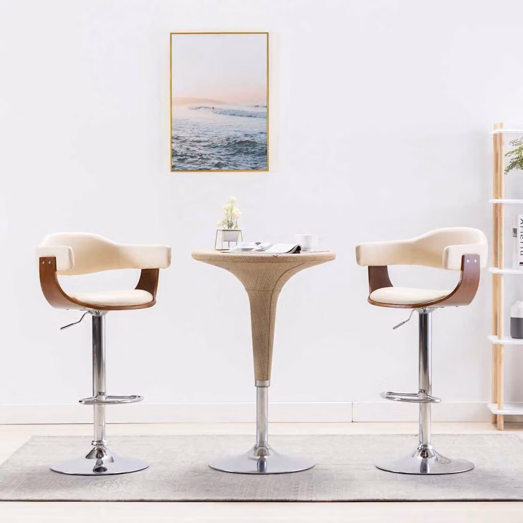 Set di 2 sgabelli da bar vidaXL in legno e similpelle color beige e marrone per sala da pranzo