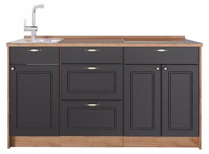 Cucine componibili piccole Vicco Fame-Line Oro-antracite rustico 150 cm, PL Rovere, Model 65404