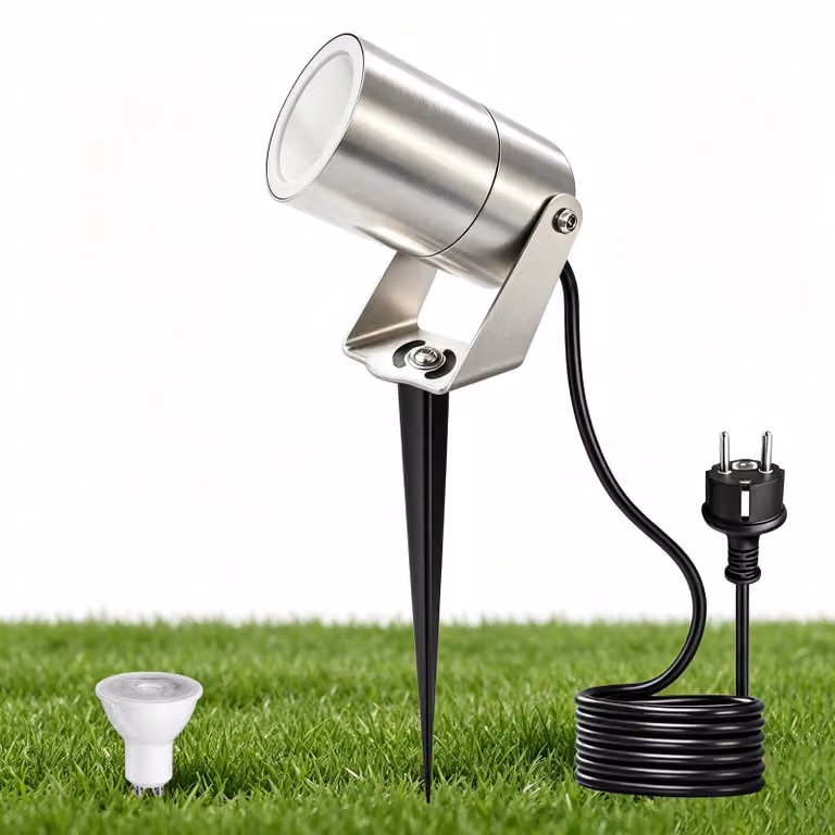 Fareto da giardino a LED con picchetto da terra, attacco GU10, grado di protezione IP65, 230V, 5W, luce bianco caldo