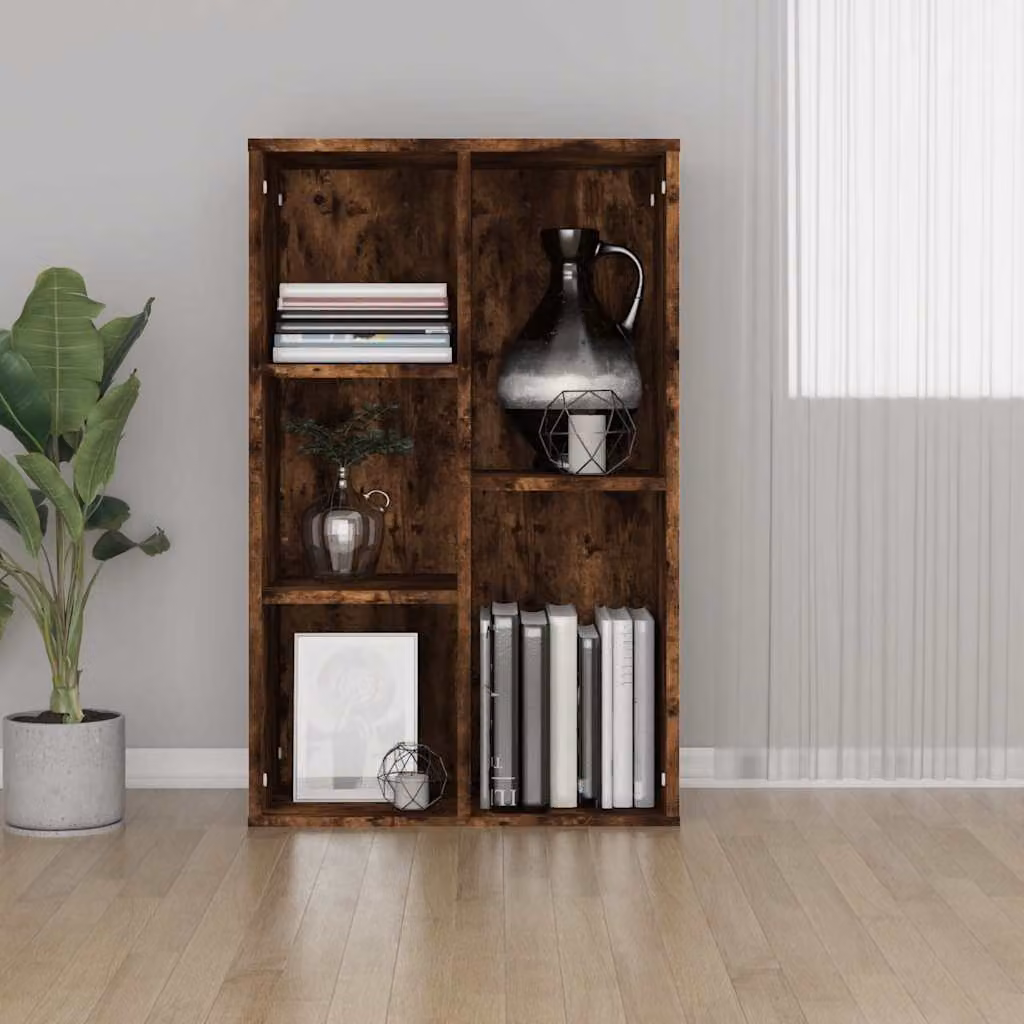 Libreria/Credenza vidaXL in Legno Rovere Fumo Marrone con Pannello Posteriore L: 50 cm, P: 25 cm, H: 80 cm