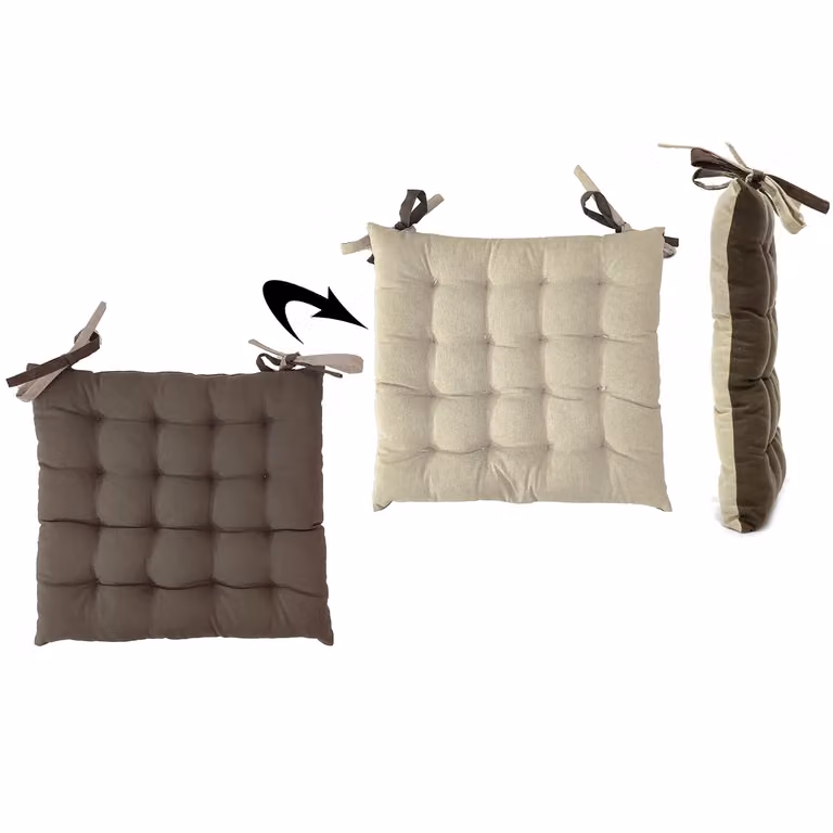 Vestiamo Casa - Cuscino per sedia quadrato in cotone beige, L/P: 40 x 40 cm