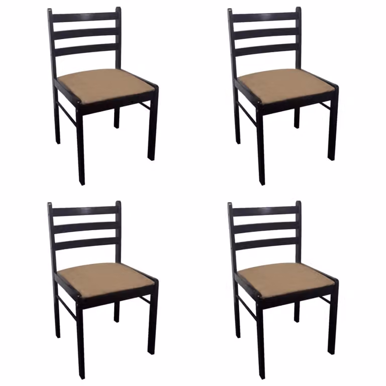Sedie da Pranzo 4 pz Marroni Legno Massello di Hevea e Velluto