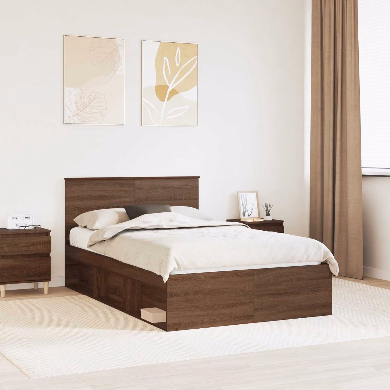 Struttura del letto con testiera vidaXL in legno Rovere Marrone L: 120 cm, P: 200 cm, H: 90 cm