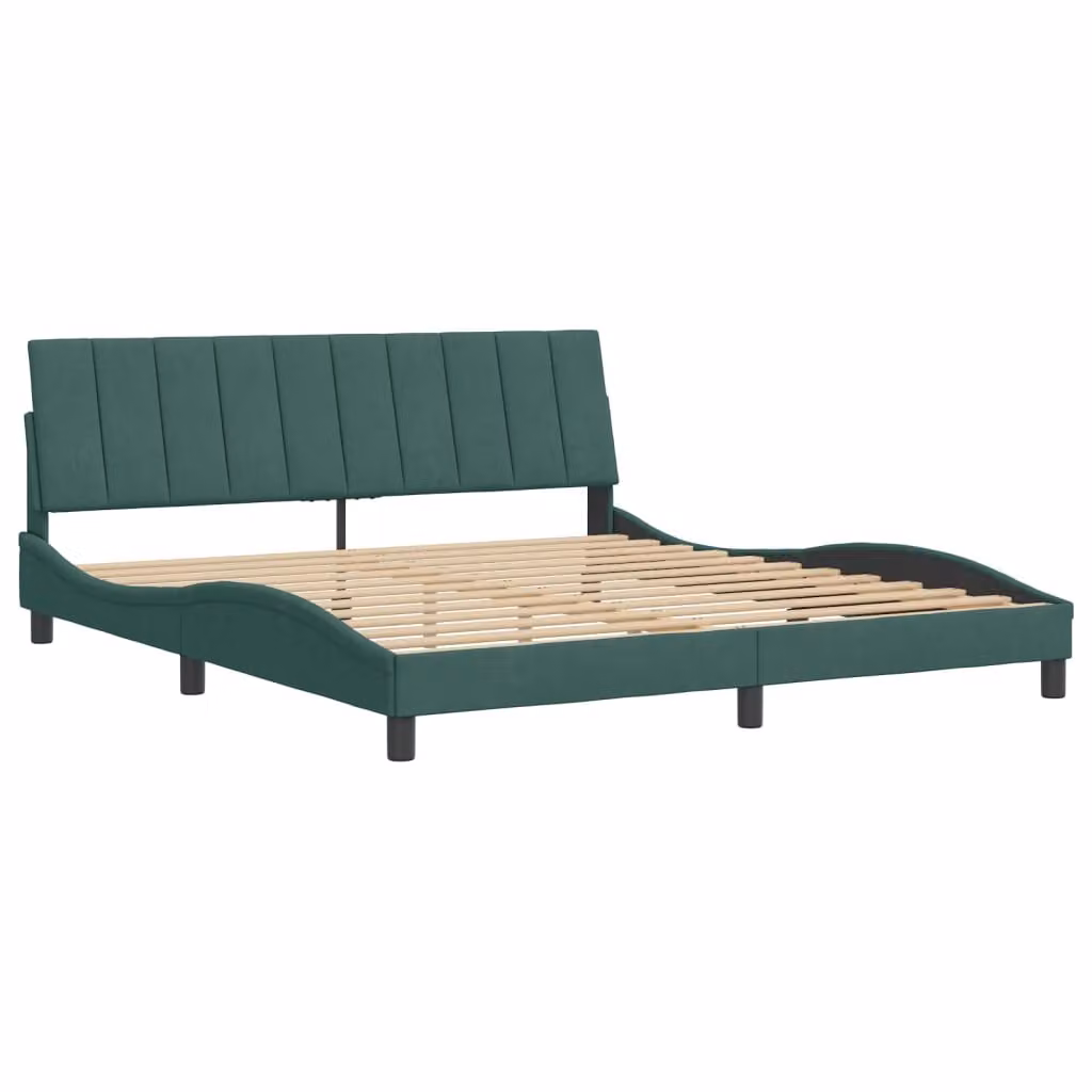 Giroletto senza Materasso Hanko Verde Scuro 180x200 cm in Velluto