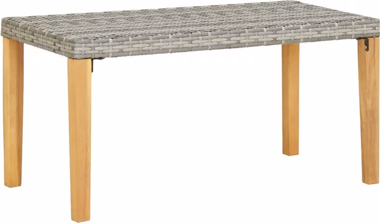Panca da giardino The Living Store 120 cm in poly rattan grigio e legno massiccio di acacia