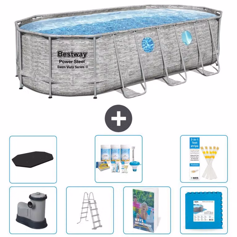 Bestway Power Steel, piscina ovale - 549x274x122 cm - composta da 6 parti, modello S536