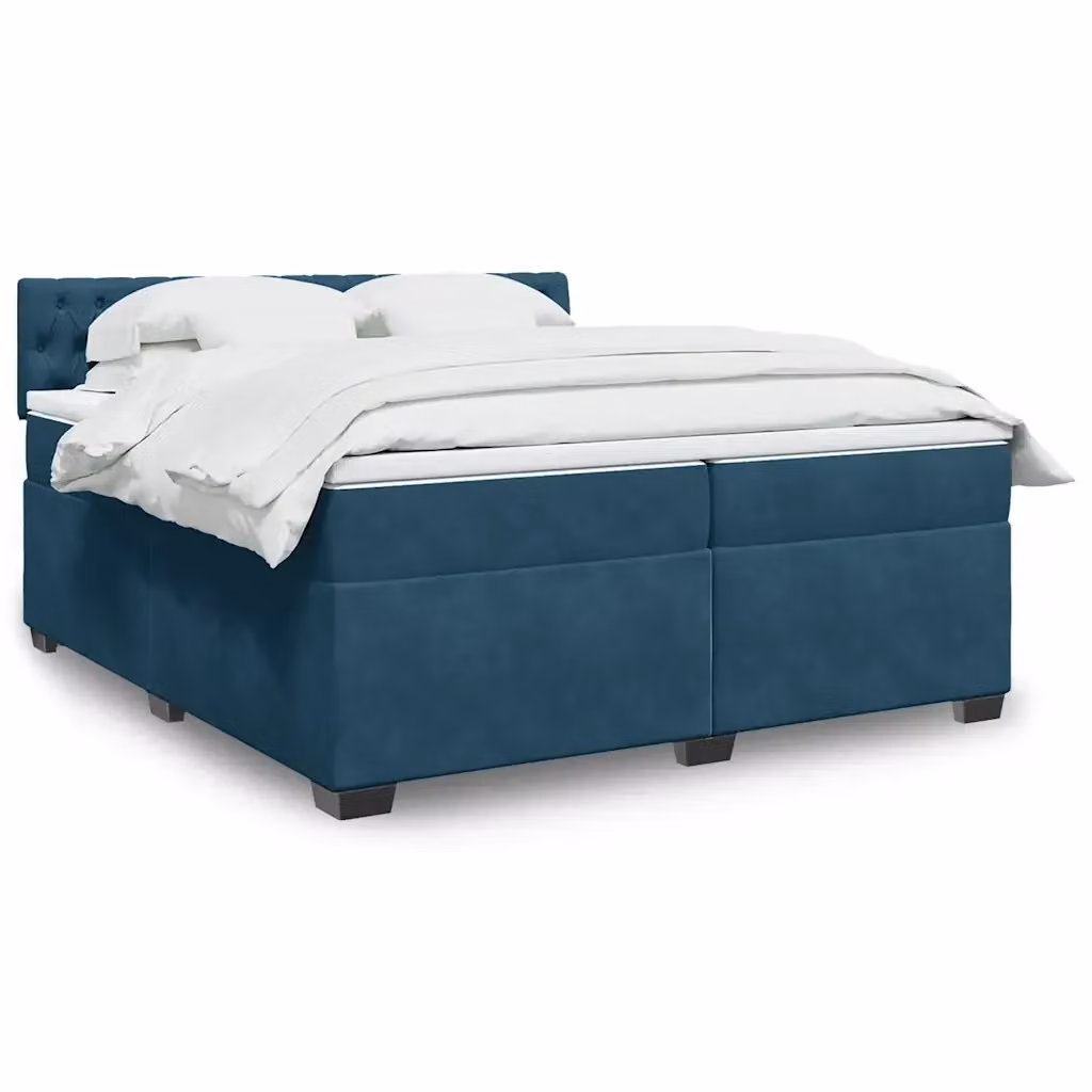 Letto Ibrido VIDAXL con Materasso Blu e Bianco in Velluto, L/P: 200 x 200 cm – 2