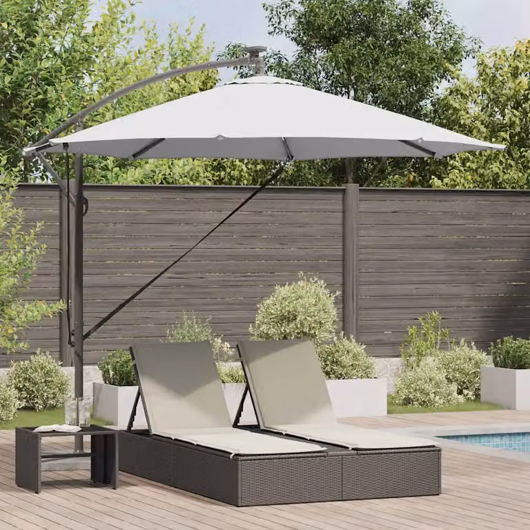 Ombrellone a braccio mobile vidaXL in poliestere e alluminio, L/P/H: 294 x 294 x 248 cm, colore sabbia