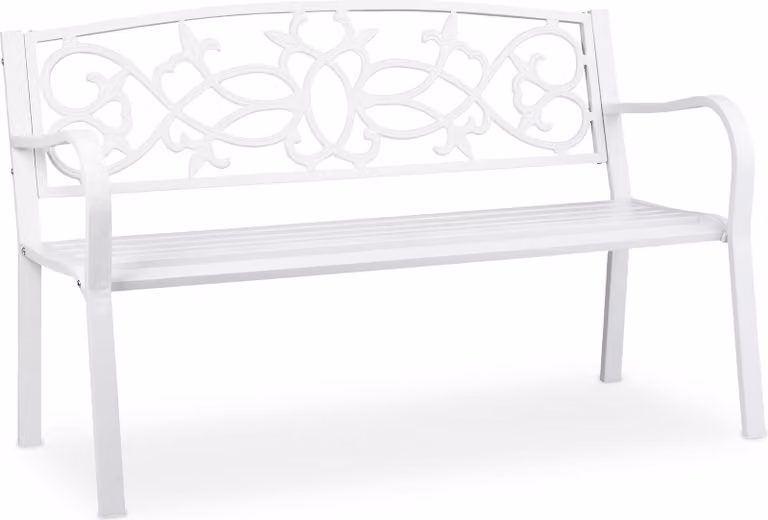 panca da giardino relaxdays 10036721_0 metallo bianco 124,5 cm