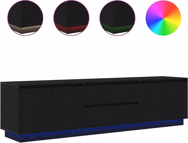 Mobile TV | Armadietto TV | Mobile Porta TV con Luci LED Rovere Nero 193,5x41x50 cm