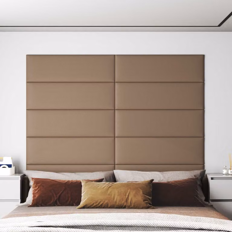 Set di 12 testiere da parete imbottite vidaXL in tessuto beige e marrone, L: 90 cm, H: 30 cm