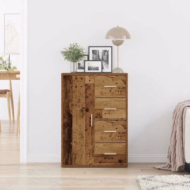 Credenza moderna vidaXL in legno ingegnerizzato color marrone e argento, L: 60 cm, P: 31 cm, H: 84 cm