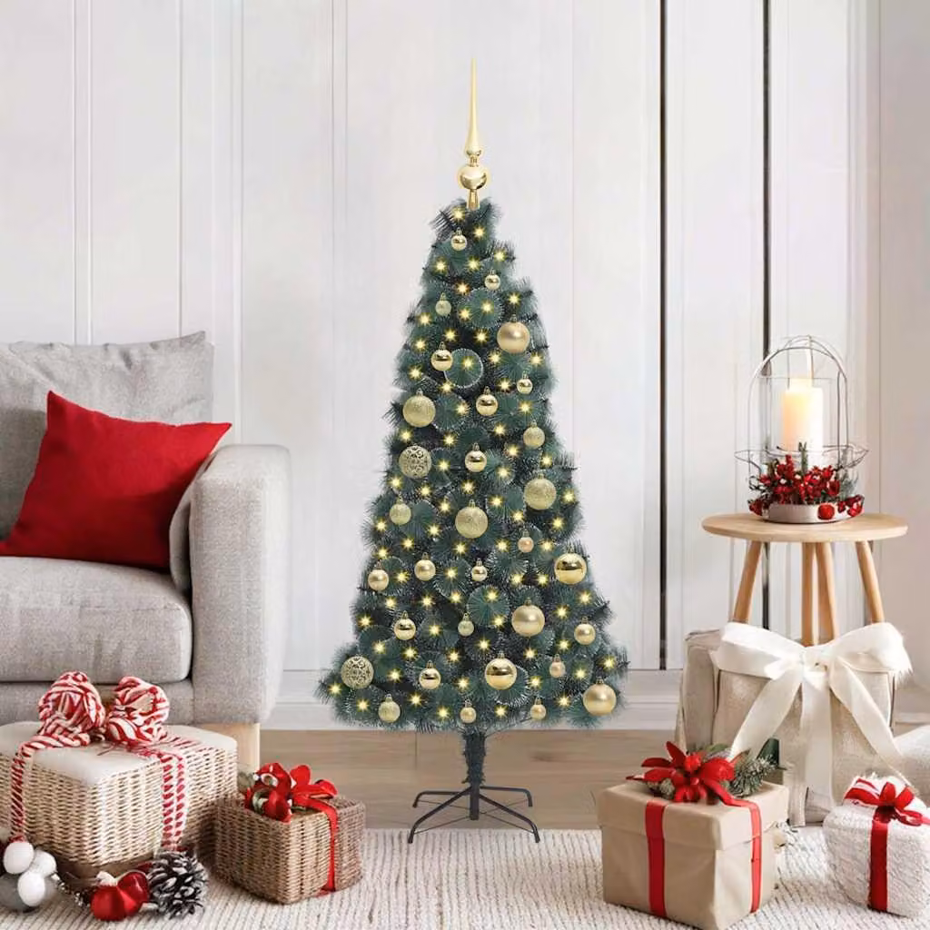 Maison Exclusive - Albero di Natale artificiale illuminato con set di palline verdi