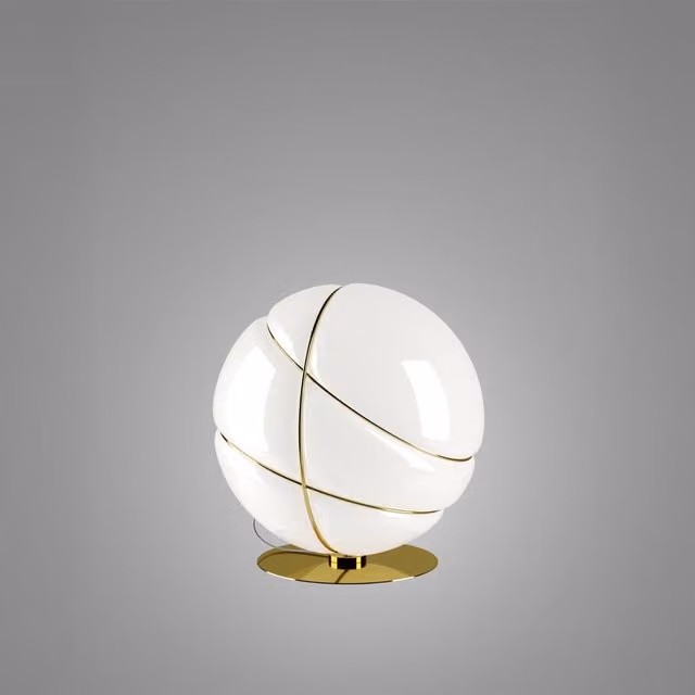 Fabbian Armilla Lampada da Tavolo Moderna in Metallo e Vetro con Sfera, Disponibile in Bianco, Oro, Cromo o Marrone, Altezza: 39 cm