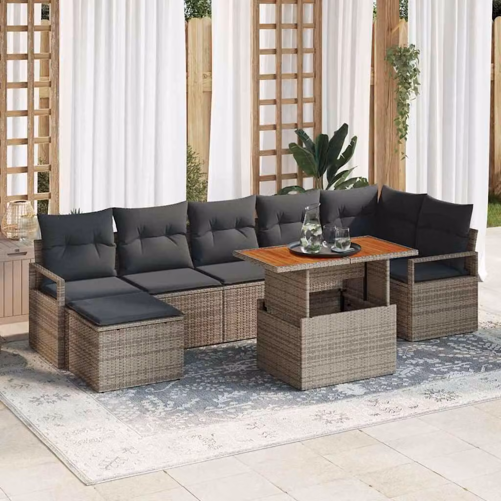 Maison Exclusive - Set di divani da giardino, 8 pezzi, grigio e marrone