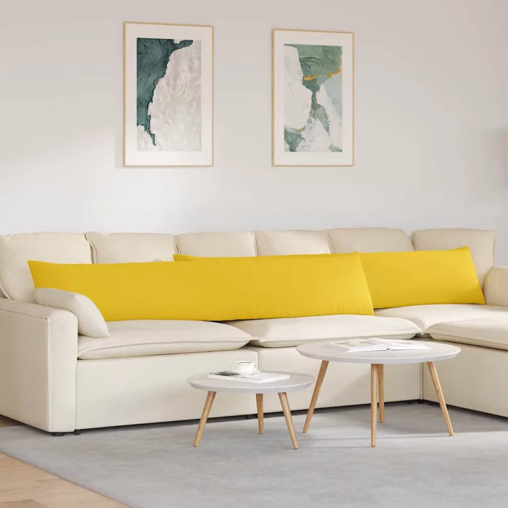 Set di 2 cuscini da divano vidaXL in tessuto giallo chiaro, L 200 cm x P 40 cm x H 40 cm