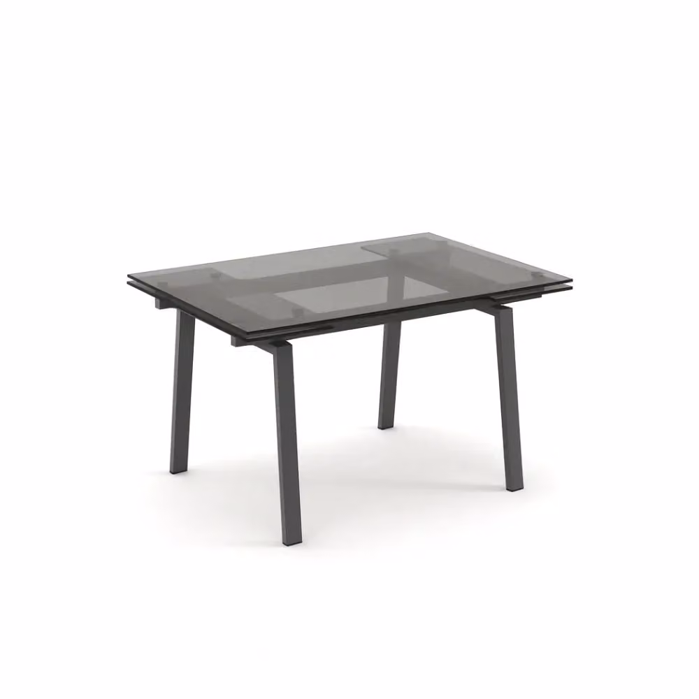 Tavolo da pranzo rettangolare allungabile Jackson Duzzle in vetro temperato trasparente con gambe grigie L: 140-200 cm, P: 80 cm, H: 76 cm – 2