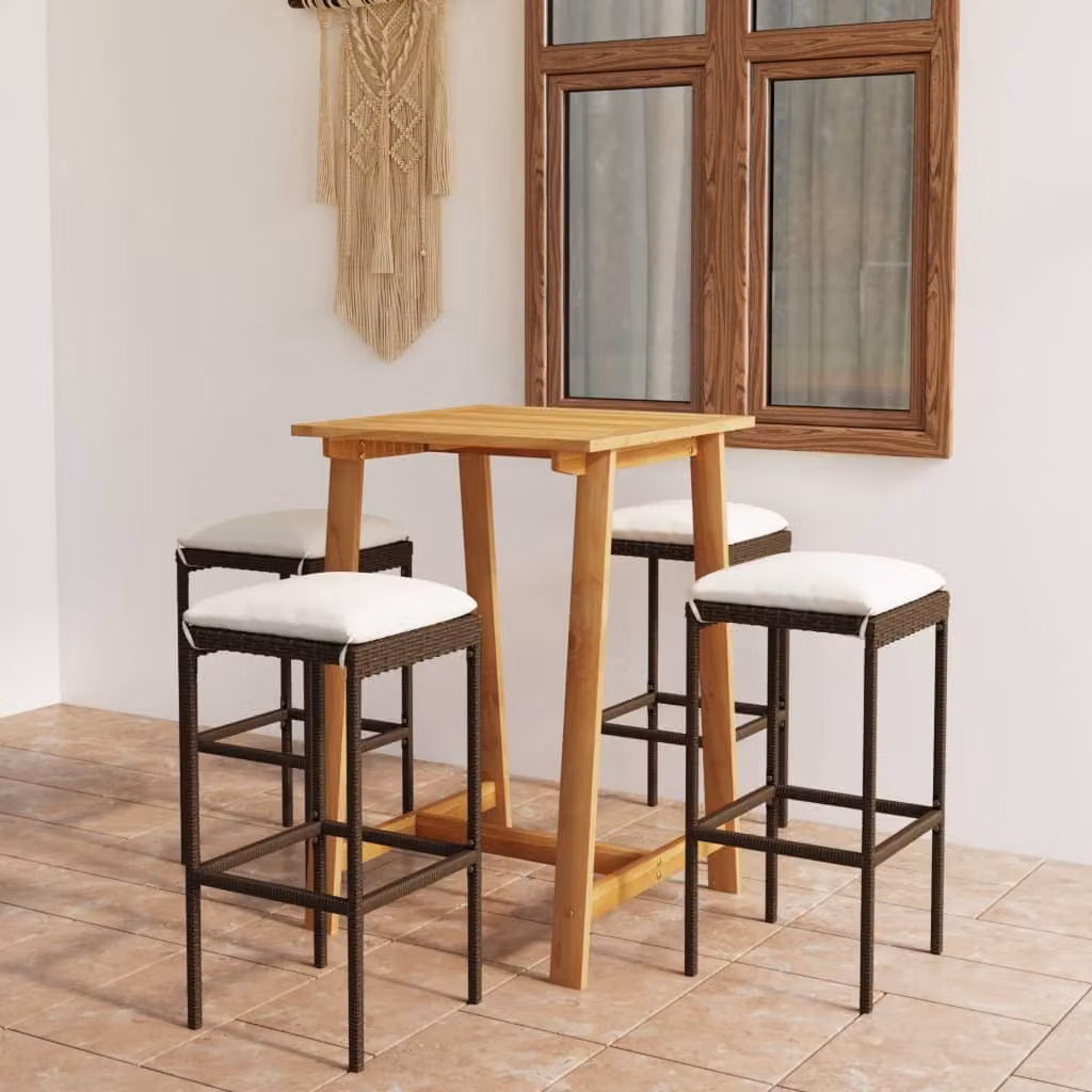 Maison Exclusive - Set da giardino da 5 pezzi con cuscini, marrone