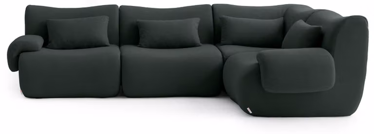 MILYSOFA SOFATIME Divano ad angolo modulare a 4 posti, tessuto a riccioli pregiato, verde bosco