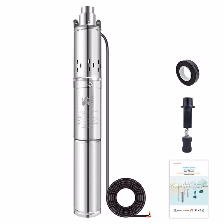 Pompa solare per pozzi profondi, potenza 750 W, regolatore MPPT integrato, solo pompa inclusa, 750 W CC 48-60 V