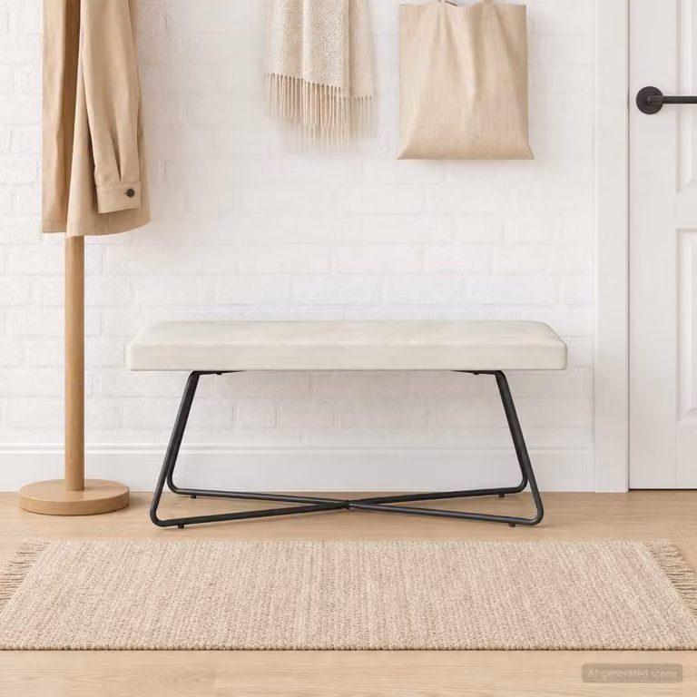 Panchina moderna vidaXL in velluto beige L 110 x P 40 x H 45 cm