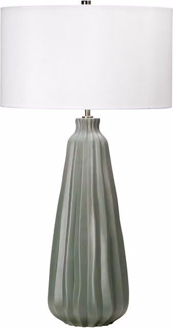 Lampada da tavolo ceramica verde salvia bianca 80cm E27 Elstead