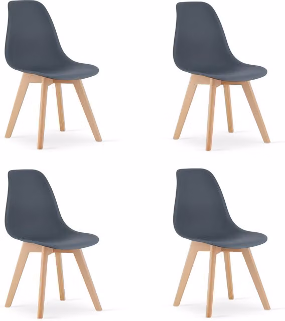 Set di 4 sedie Valora Kito moderne in plastica e legno di faggio, colore antracite opaco – 1