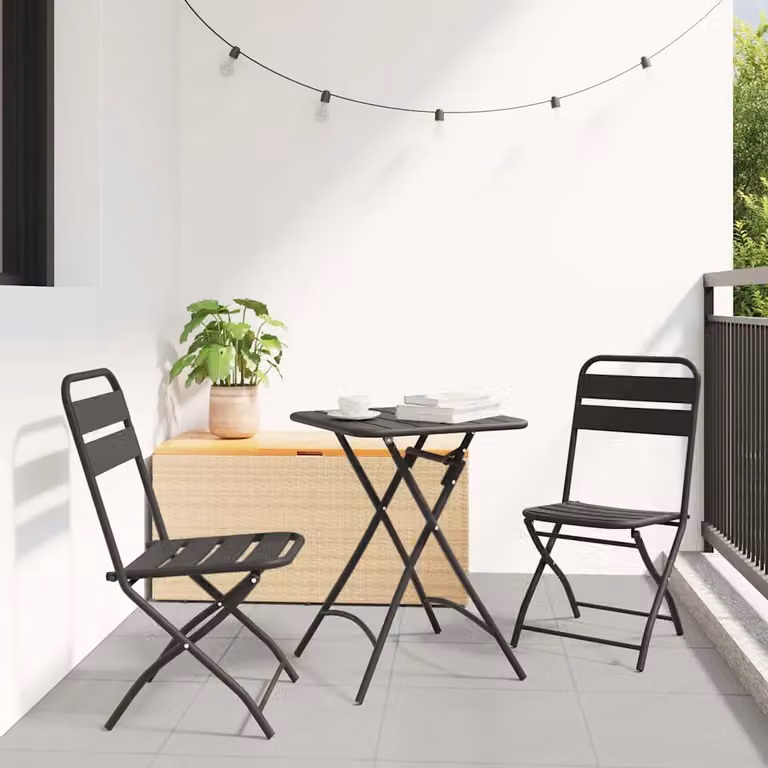 Set bistrot da giardino vidaXL in acciaio antracite, 3 pezzi