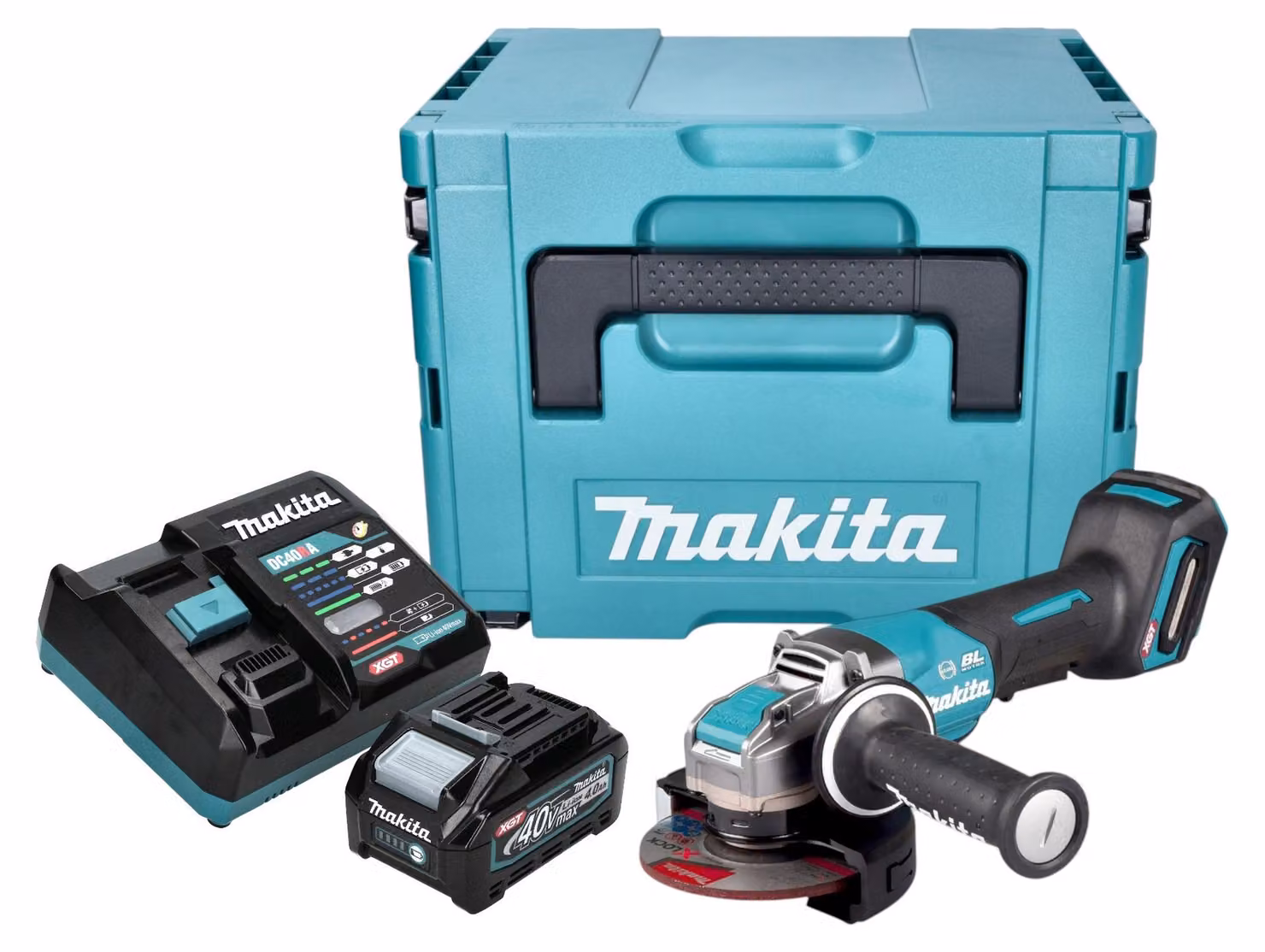 Makita GA 047 GM101 Smerigliatrice angolare a batteria 40 V max. 125 mm X-LOCK Brushless + 1x batteria ricaricabile 4,0 Ah + caricabatterie + Makpac