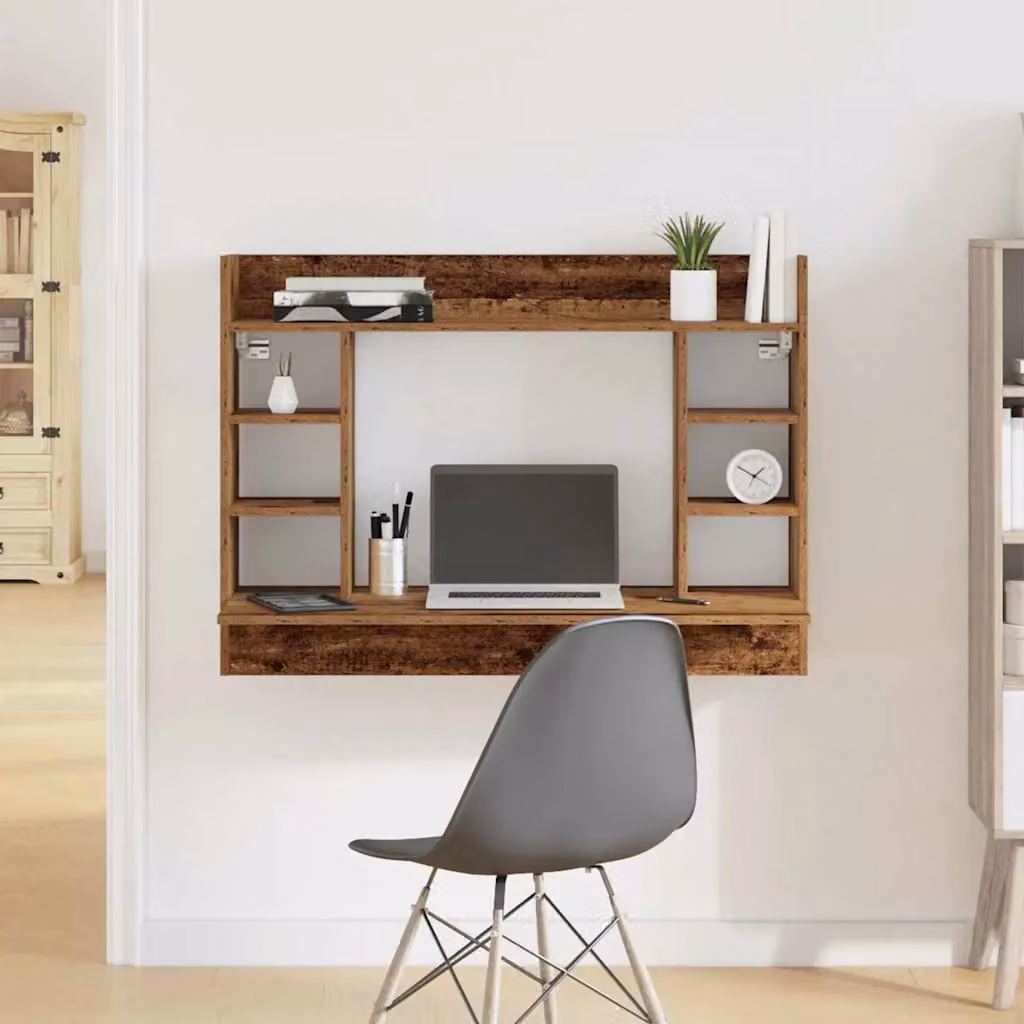 Scrivania a parete moderna vidaXL in legno effetto vecchio marrone L: 105 cm, P: 48 cm, H: 75 cm