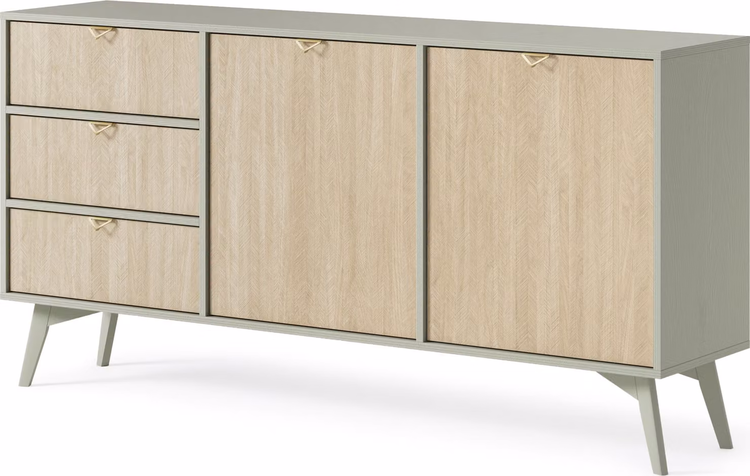 Comodino, credenza, elegante combinazione di eucalipto e marrone, larghezza 158 cm
