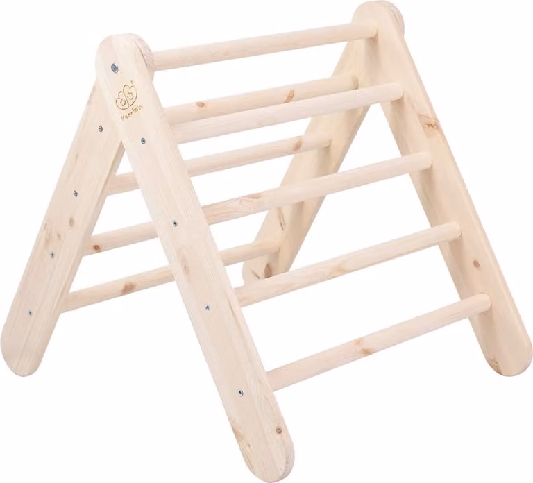 Scala per bambini, dimensioni 60x61 cm, pieghevole, realizzata in legno naturale