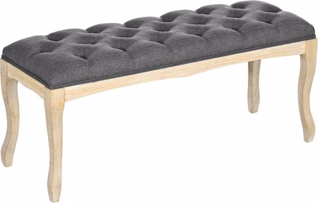 Panca imbottita Minimal Grigia in lino e legno di hevea