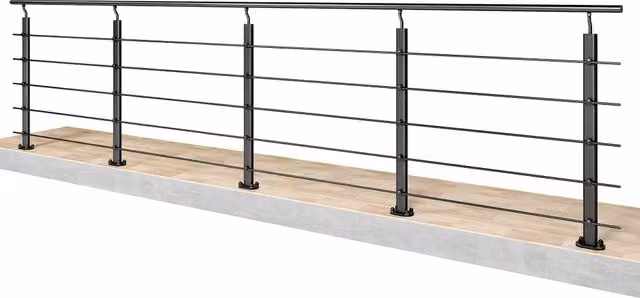 Kit ringhiera in alluminio AICA con corrimano per scala, montaggio a pavimento per uso interno ed esterno, nero opaco, L: 400 cm
