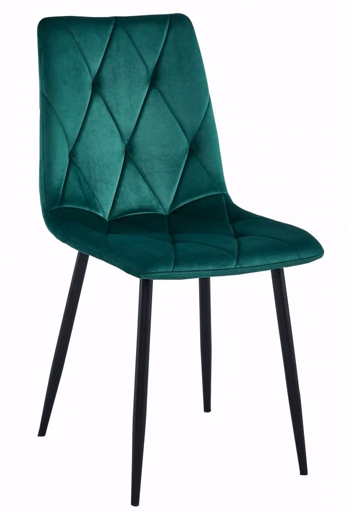 Set di 3 sedie Valora Tyra moderne in velluto verde scuro con gambe in metallo nero L/P/H: 88,5 x 46 x 40 cm – 2