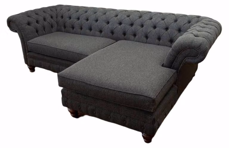Chesterfield Ecksofa L-Form Stoff Design Couch Sitz Sofa Textil Eck