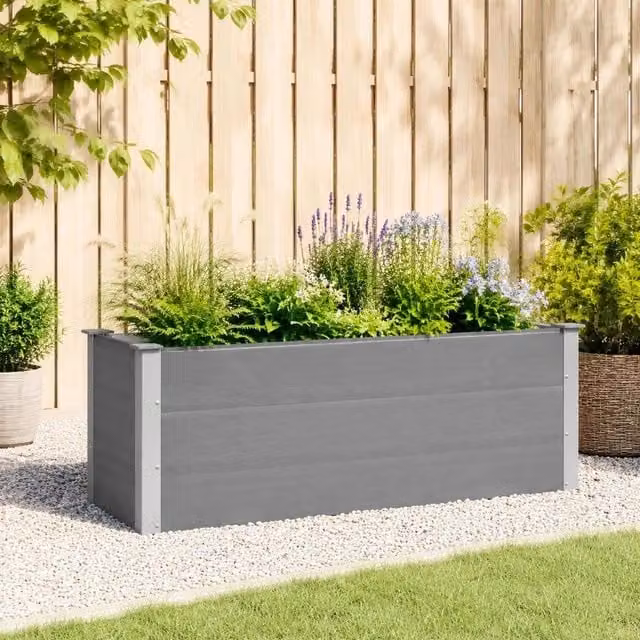 Garden Raised Bed WPC 150 X 50 X 54 Cm Grey