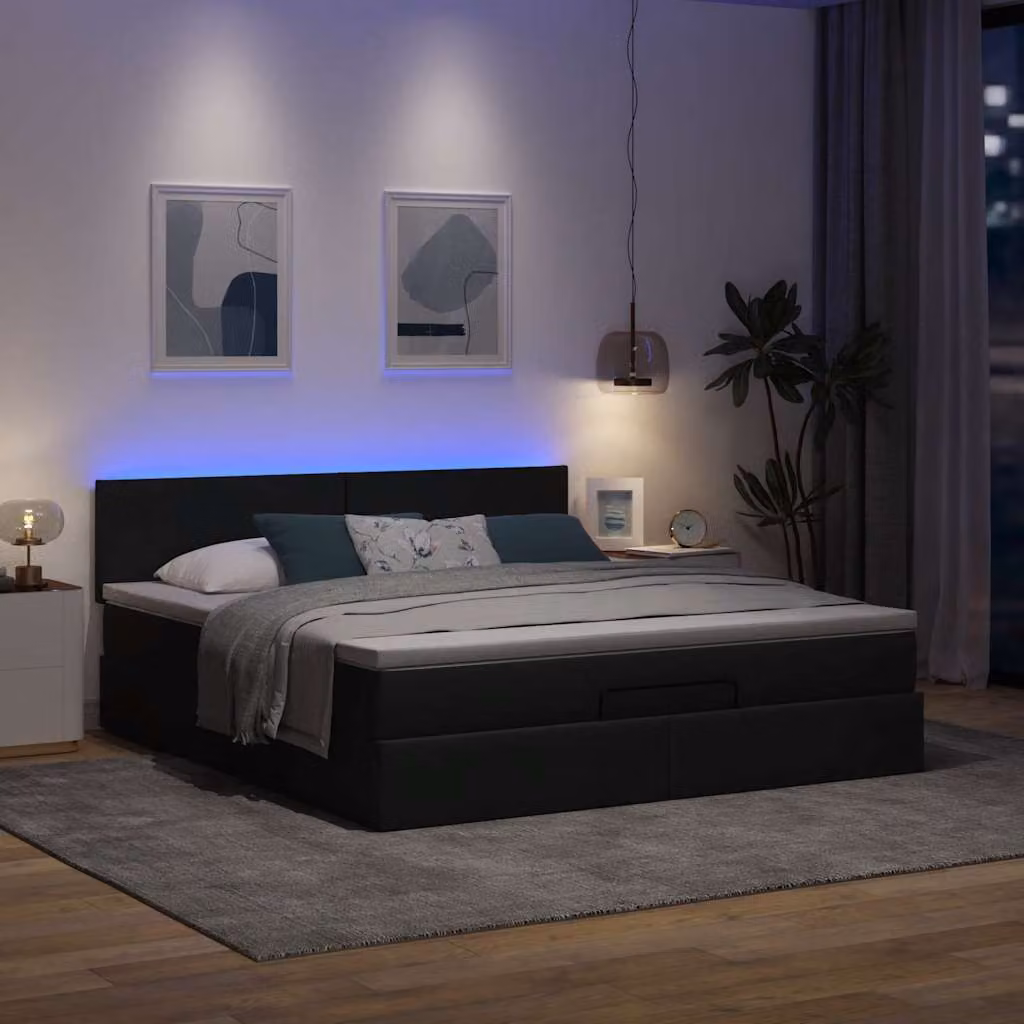 Maison Exclusive - Pouf Letto con Materasso e LED Grigio Scuro 180x200cm Tessuto