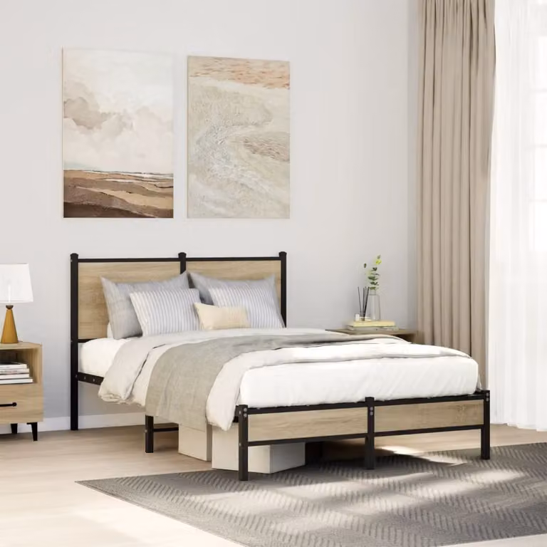 vidaXL Giroletto in Metallo Rovere Sonoma L/P/H: 120 x 200 cm