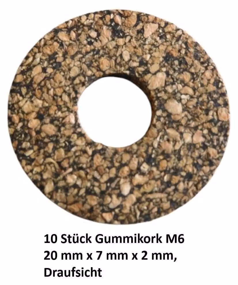 10 pezzi Sughero in gomma M6 20 mm x 7 mm x 2 mm