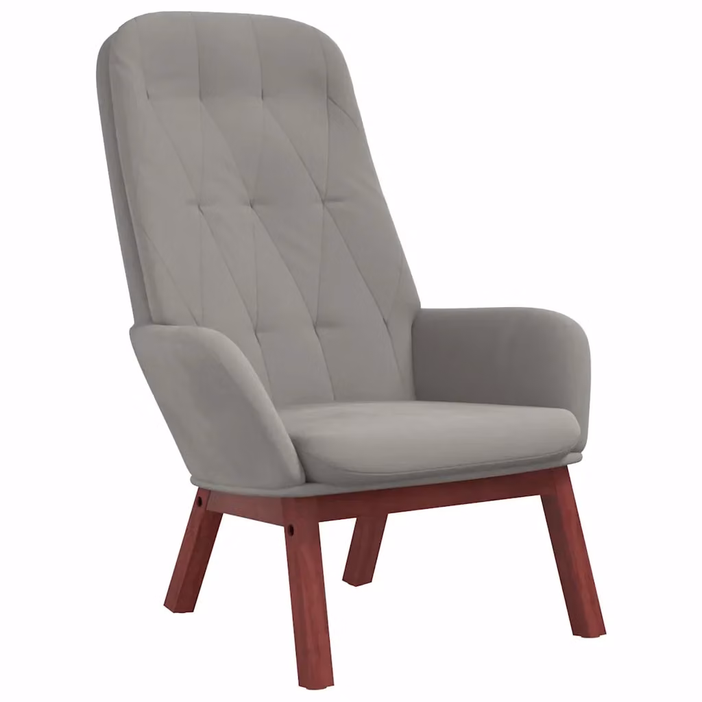Poltrona Relax Moderna in Velluto Grigio con Braccioli e Struttura in Legno e Metallo – 2