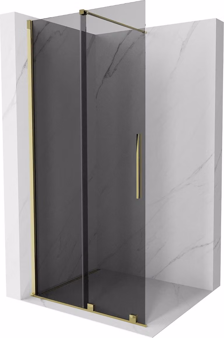 Mexen Velar parete doccia scorrevole Walk-in 75 x 200 cm, grafite 8 mm, oro - 871-075-000-43-50