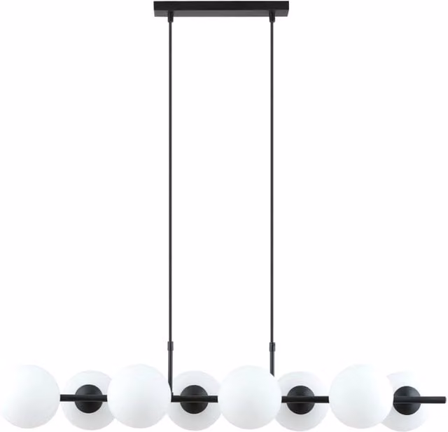 Lampadario RORY 8 luci opale nero metallo Emibig 115cm