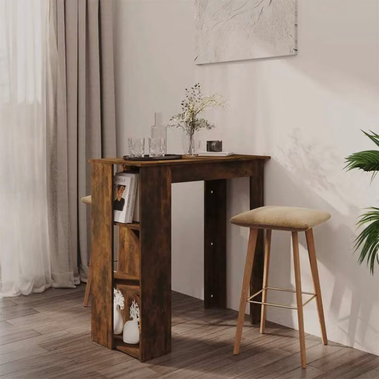 The Living Store tavolo da bar con ripiano in rovere fumé 102x50x103,5 cm materiale in legno