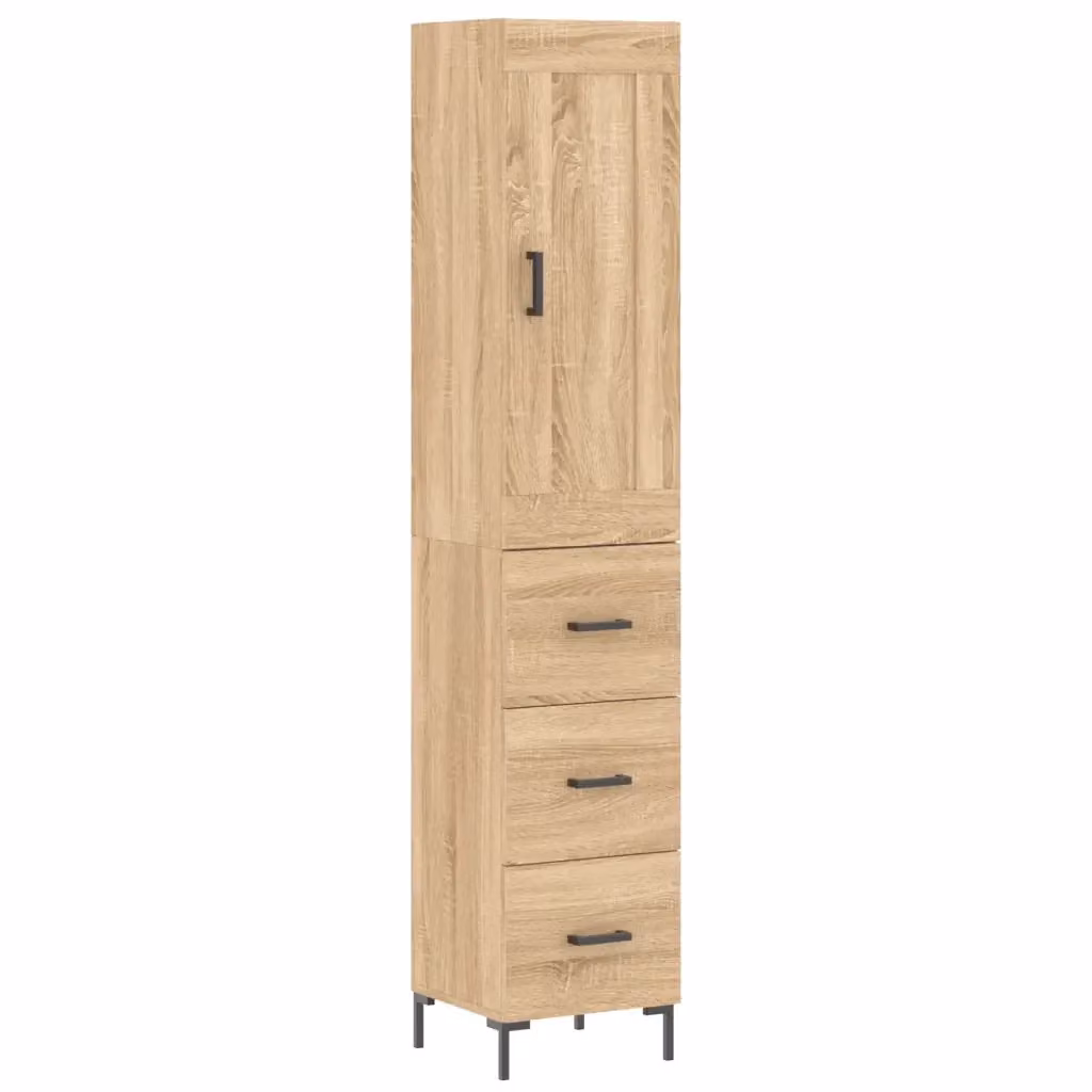 Credenza Buffet Armadio da Cucina Design Mania in Legno Rovere Marrone L/P/H: 34,5 x 34 x 180 cm – 2