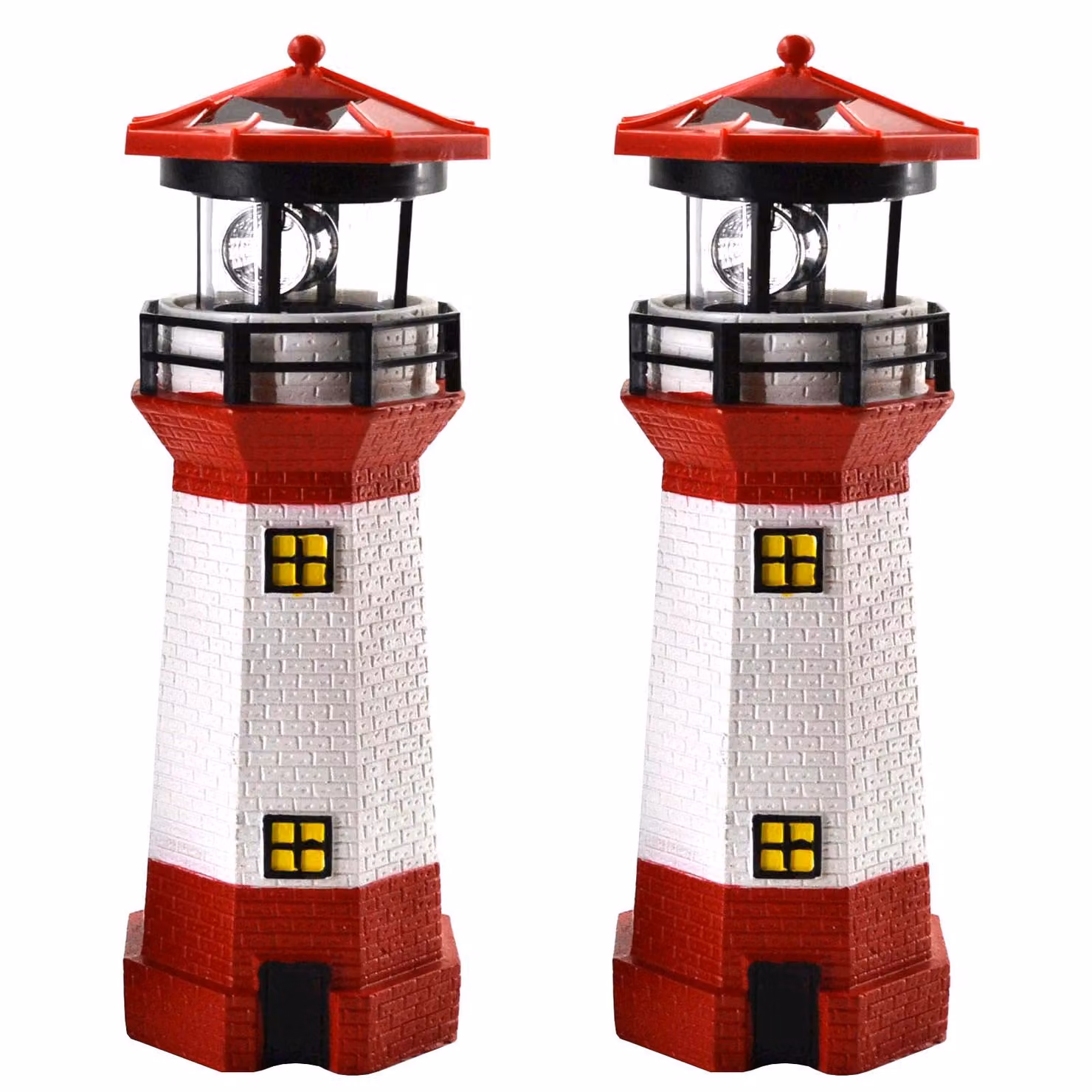Set da 2 fari a LED solari da 28 cm | Decorazioni da giardino con luci rosse e bianche | Illuminazione decorativa da giardino con sensore crepuscolare | Illuminazione solare per decorazioni da giardino