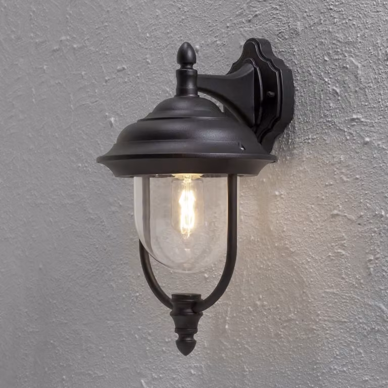 Konstsmide Parma Down alluminio laccato nero, vetro acrilico trasparente 7222-750